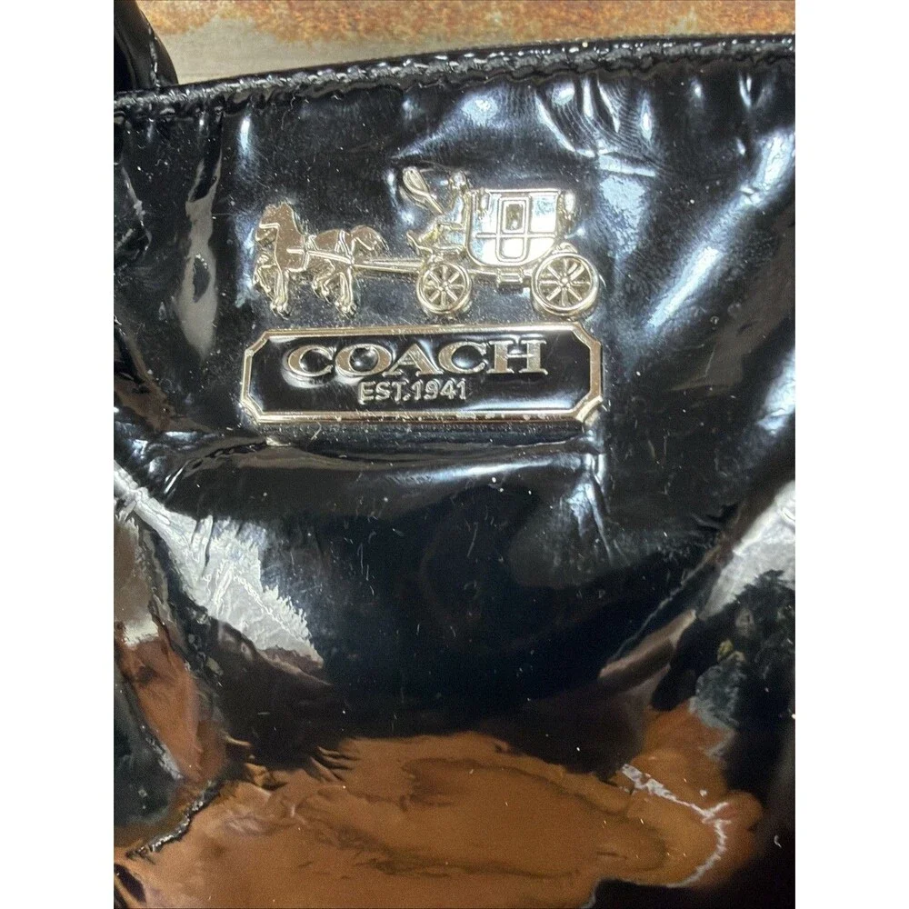 AUTHENTIC COACH MADISON BLACK PATENT LEATHER TOTE Purse Beautiful Condition